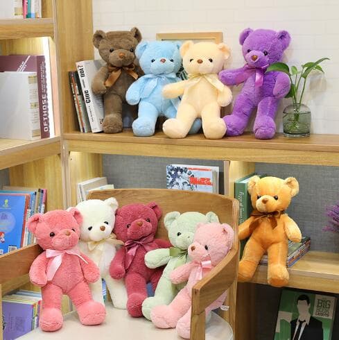 ふわふわ手触り リボン付きギフト 誕生日 プレゼント くまぬいぐるみ