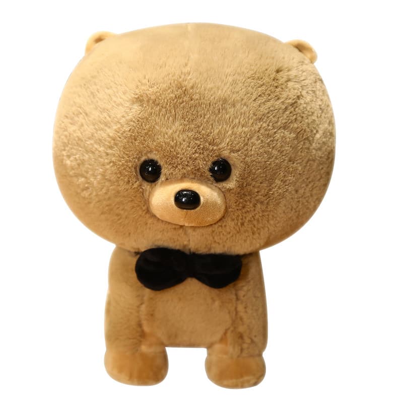 蝶ネクタイ付きまんまる 犬のぬいぐるみ ギフト向け