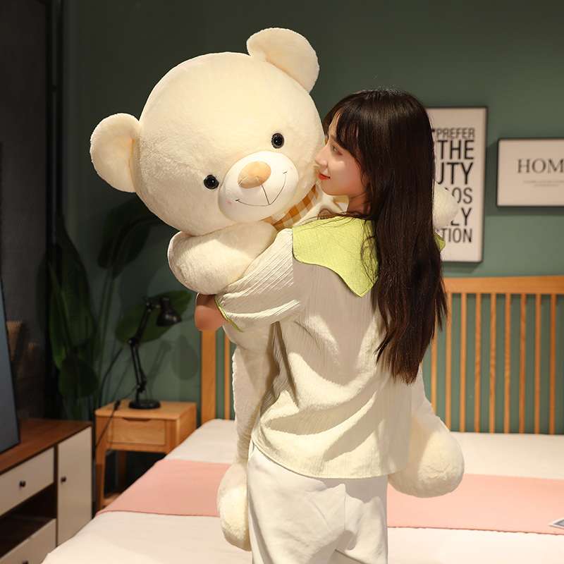 チェック柄 リボン付きギフト 誕生日 プレゼント くまぬいぐるみ