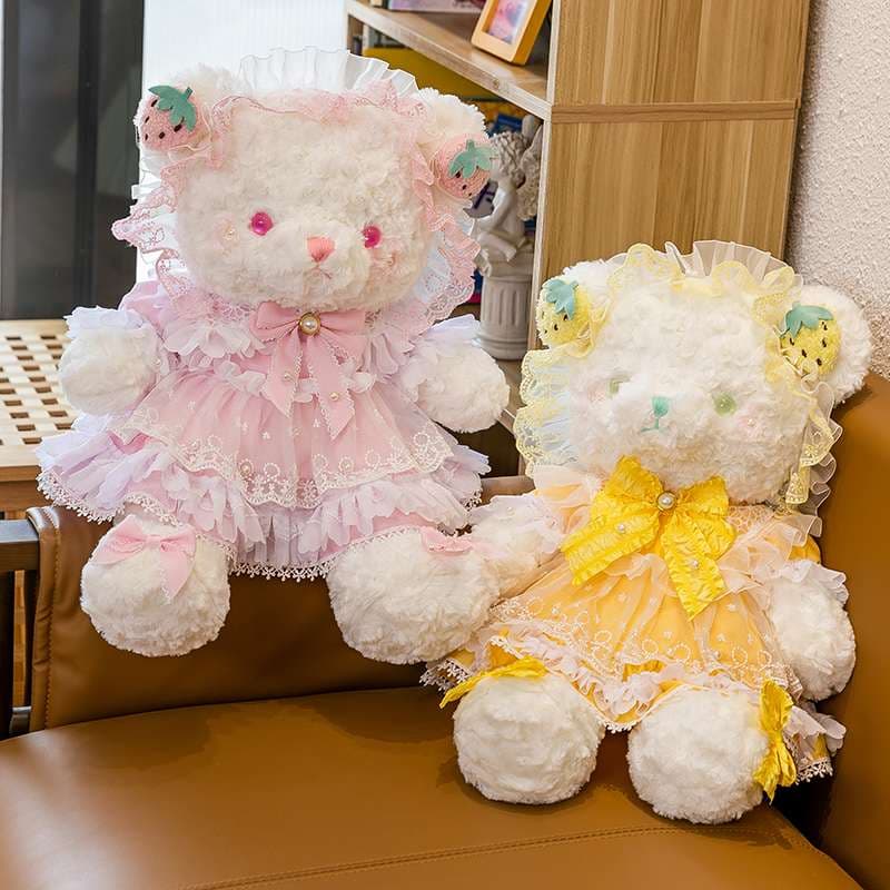 可愛いレース付き 癒し ギフト向け くまぬいぐるみ