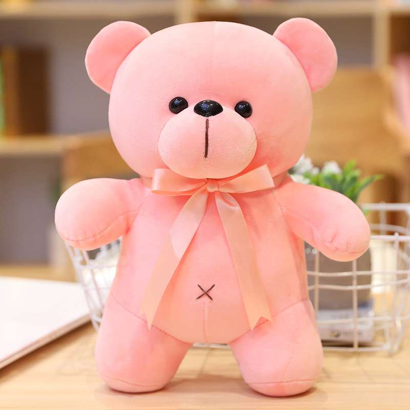 カラフルなくまぬいぐるみ リボン付きギフト 誕生日 くまぬいぐるみ