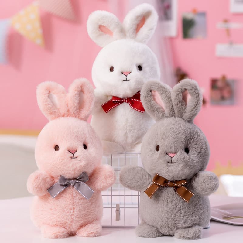 ふわふわリボン付きうさぎのぬいぐるみ ギフト向け お揃い