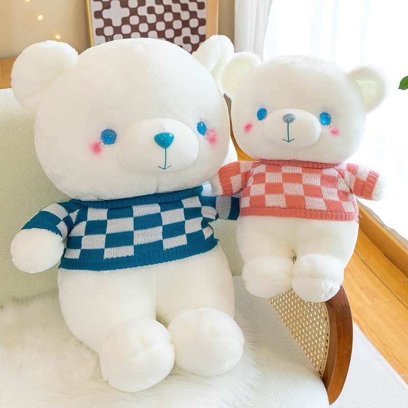 チェック柄セット 癒し ギフト向け くまぬいぐるみ