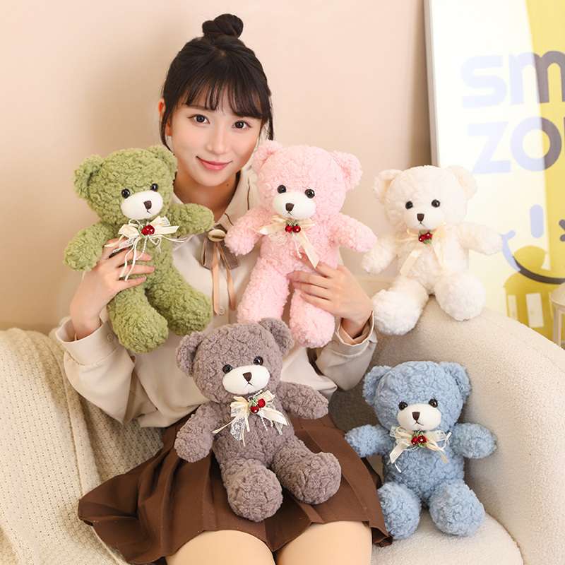 愛らしいくまぬいぐるみ リボン付きギフト 誕生日 くまぬいぐるみ