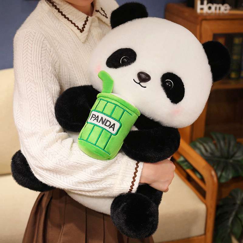 飲み物を持ったパンダのぬいぐるみ ギフト向け