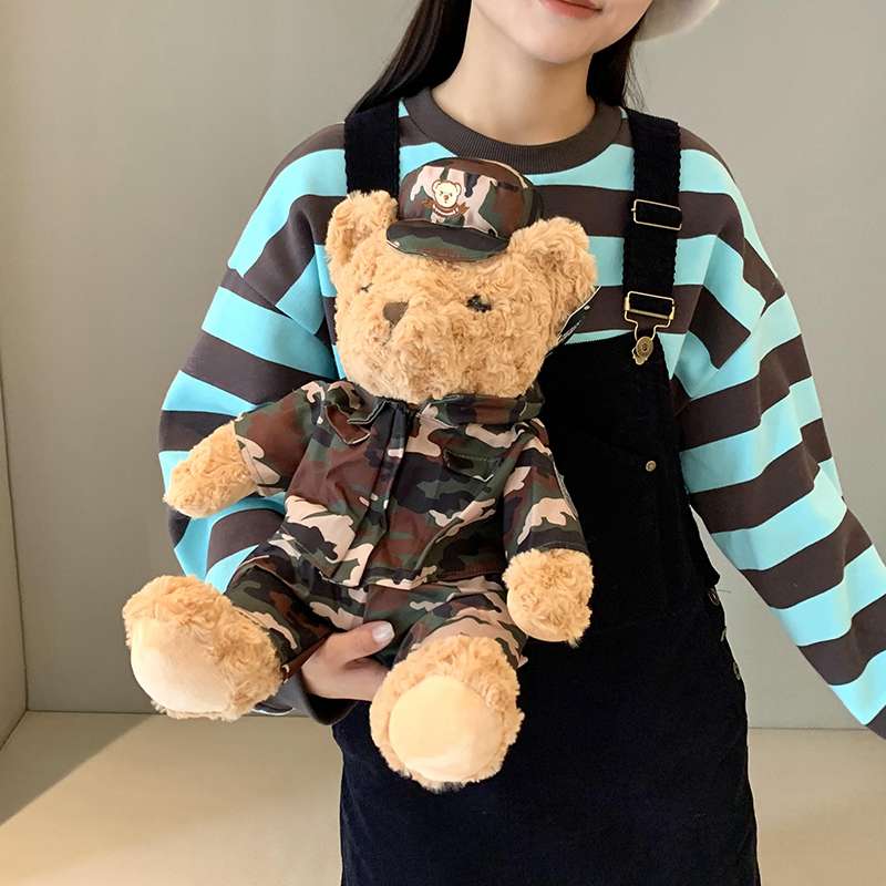 迷彩柄 制服デザイン コスプレ プレゼント向け くまぬいぐるみ
