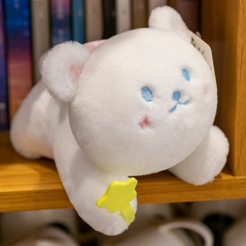 星を抱きしめるく 白 癒し ギフト向け くまぬいぐるみ