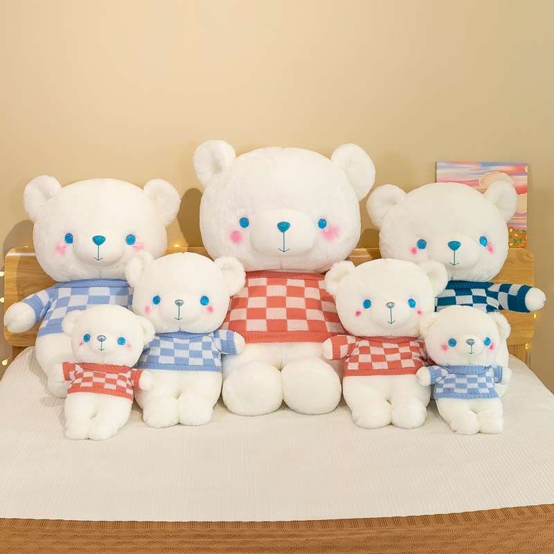 チェック柄セット 癒し ギフト向け くまぬいぐるみ