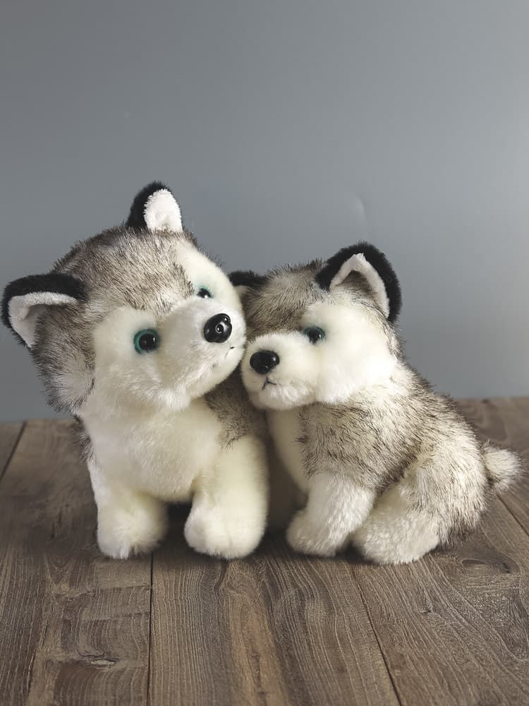 もふもふハスキー犬のおすわり 犬のぬいぐるみ ギフト向け