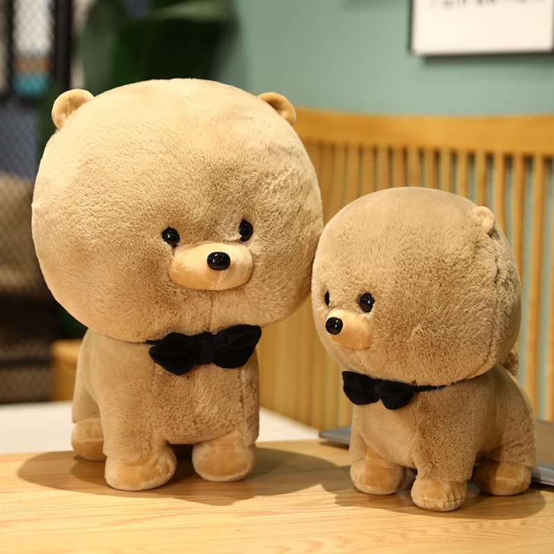 蝶ネクタイ付きまんまる 犬のぬいぐるみ ギフト向け