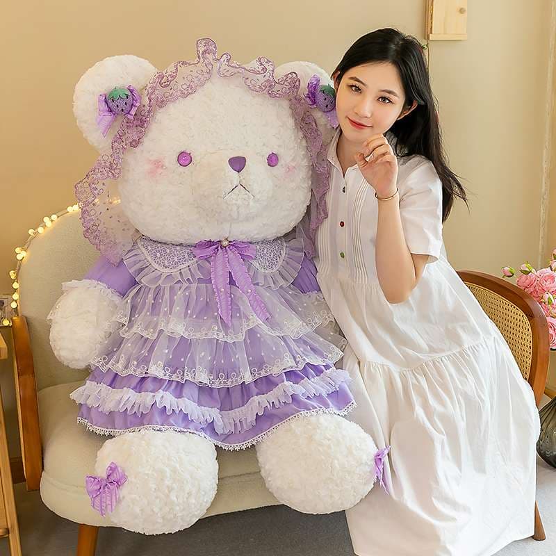 可愛いレース付き 癒し ギフト向け くまぬいぐるみ