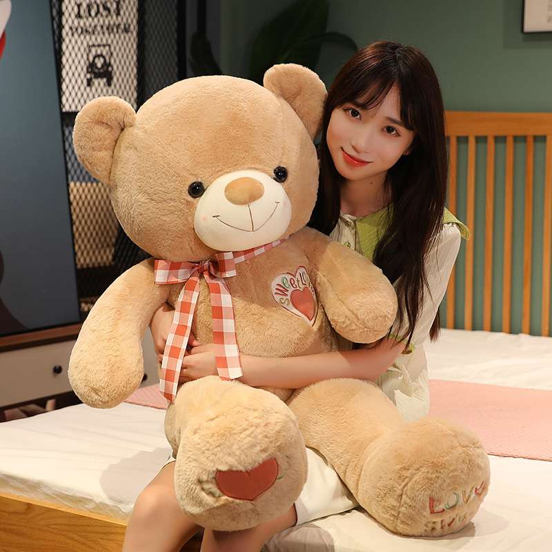 チェック柄 リボン付きギフト 誕生日 プレゼント くまぬいぐるみ