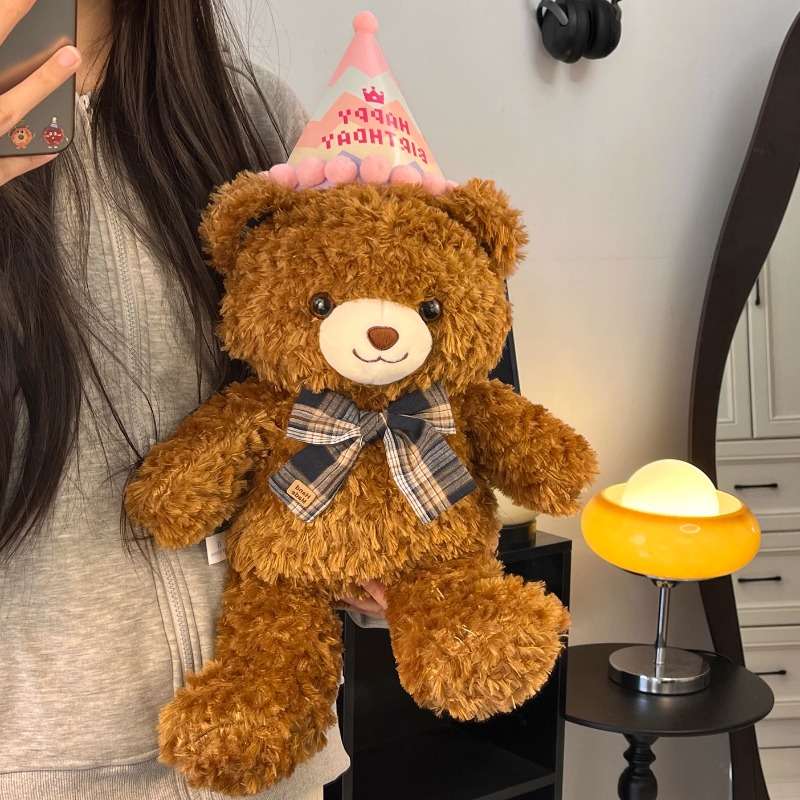 くまぬいぐるみ／茶色 リボン付きギフト 誕生日 くまぬいぐるみ