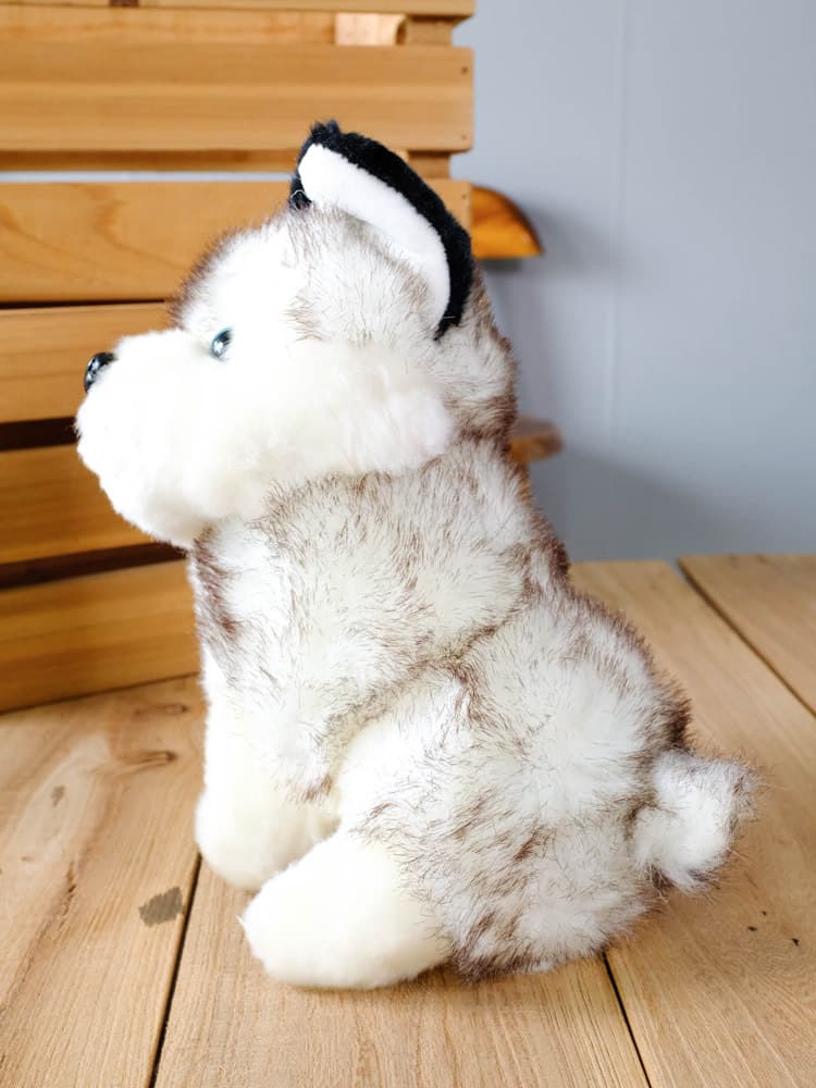 もふもふハスキー犬のおすわり 犬のぬいぐるみ ギフト向け