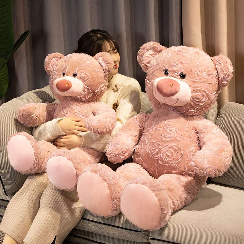 バラ模様 癒し ギフト向け くまぬいぐるみ