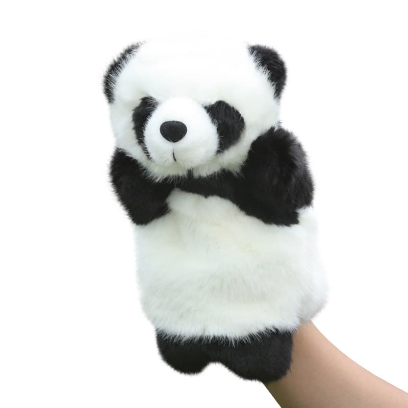 もこもこファー素材の手人形 パンダぬいぐるみ